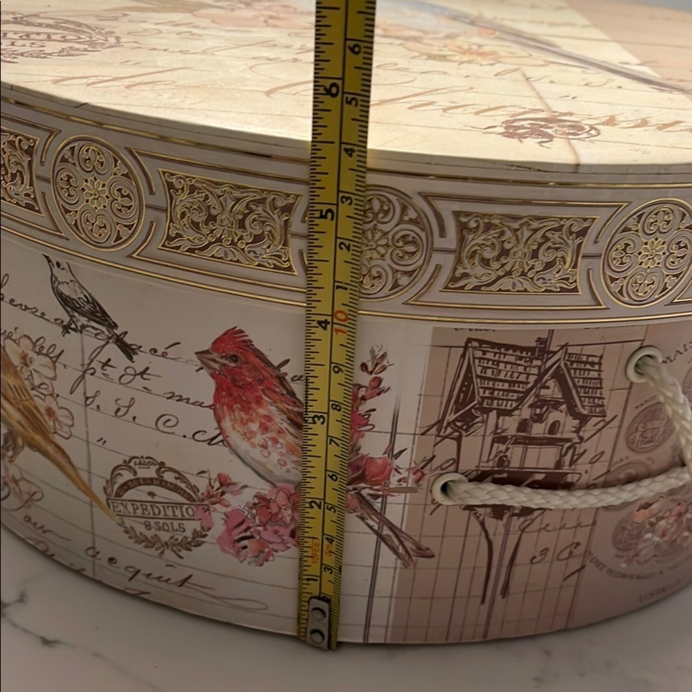 Round Decorative/Storage Box with Bird Design - Picture 3 of 5